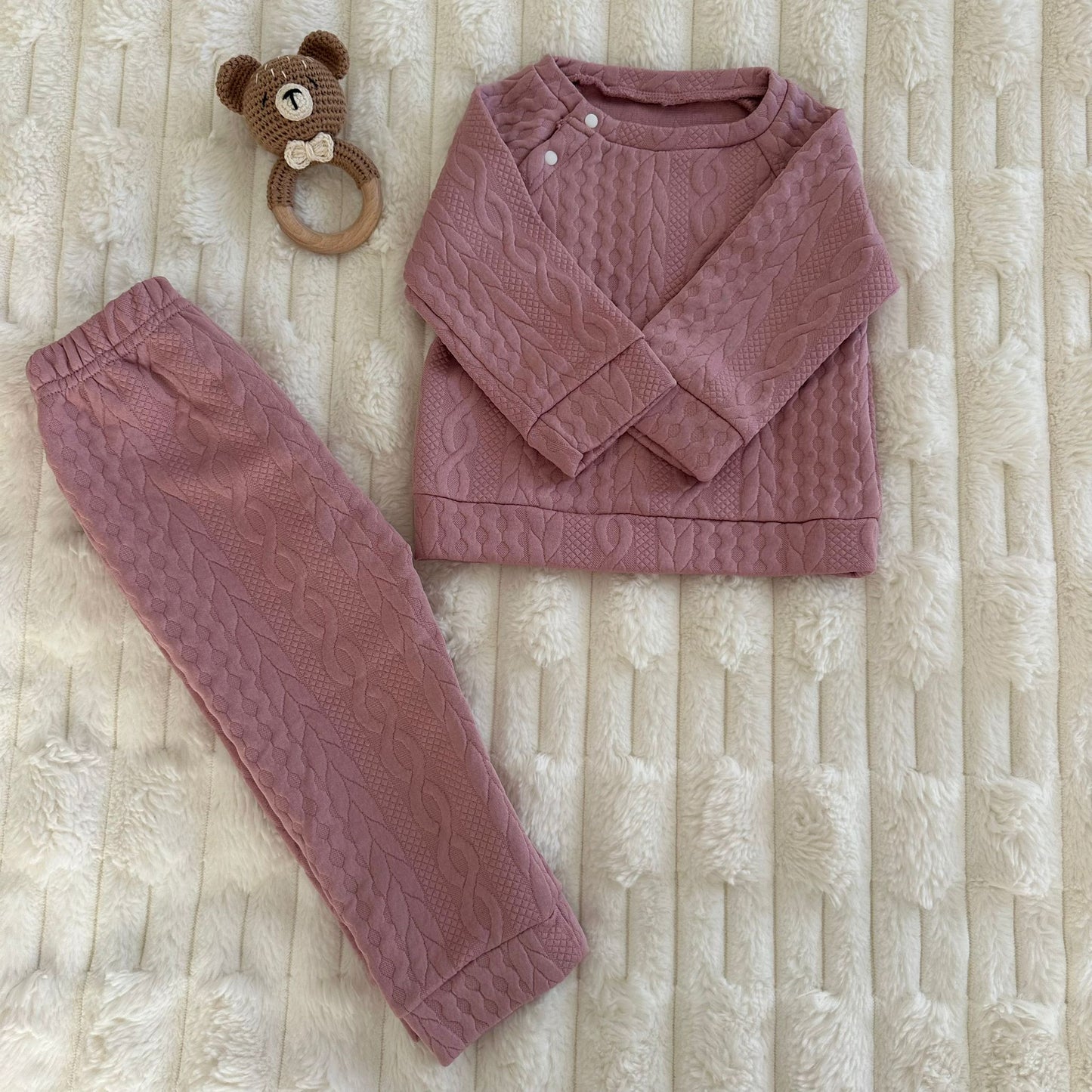 Ensemble « Maille Douillette » Rose